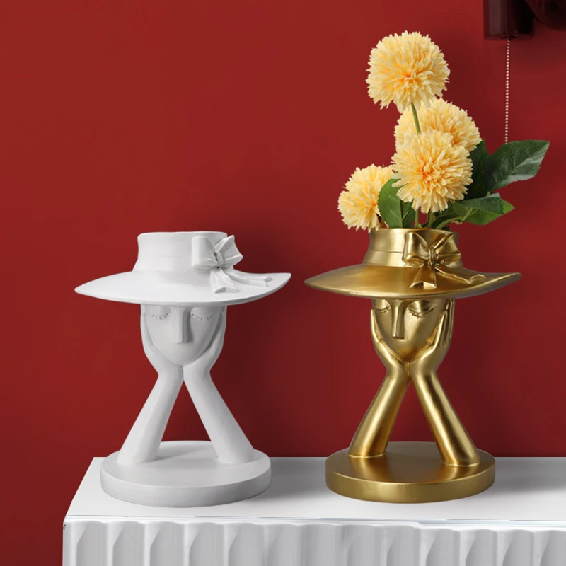 

Скандинавская полимерная ваза для гостиной, цветочная композиция, Простое домашнее украшение, креативные абстрактные украшения для цветов...