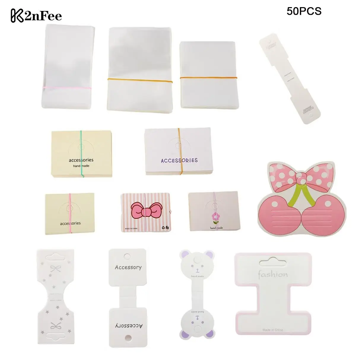 

50pcs White Craft Hang Tag Card Display Cards For Hair Clips Necklace Bracelet Earrings Ear Studs Cardboard Package Wholesale