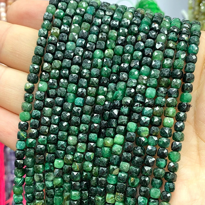 4-5 мм натуральный камень граненый квадрат AA зеленый изумруд свободные кубические
