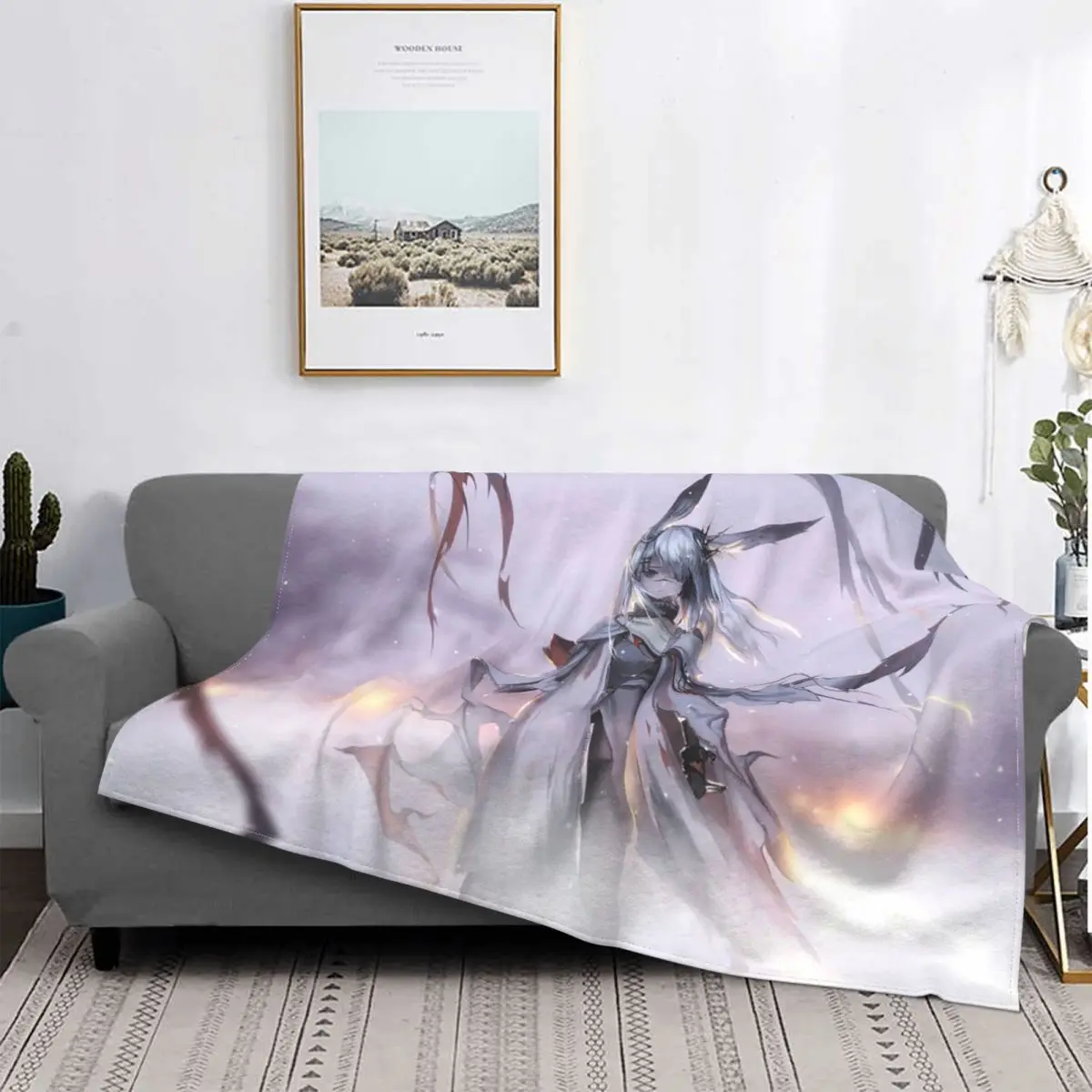 

Anime Game Blanket Arknights Flannel Funny Warm Throw Blanket for Bedding Lounge All Season