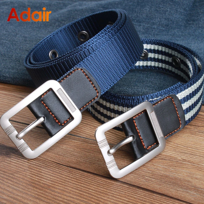 

Belt for Men Designer Fashion High Quality Casual Outdoor Military Training Strap For Jeans Students Canvas Striped Belt HB043