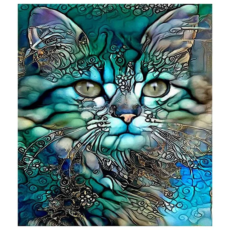 

Diamond Painting Animal Full Round Diamond Embroidery Cat Rhinestones Handmade Gift-FS-PHFU