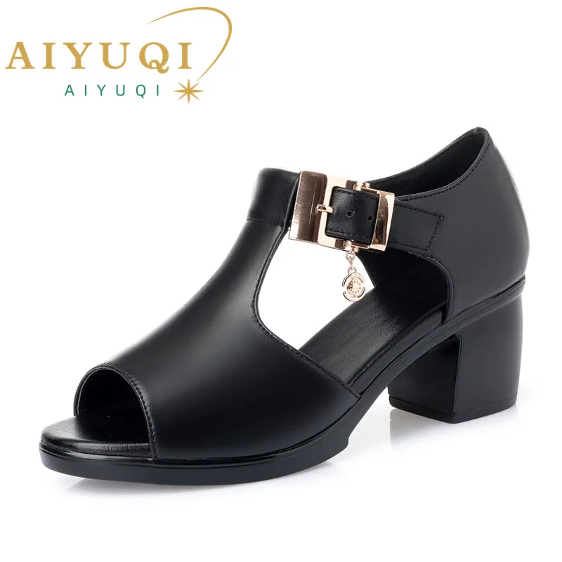 AIYUQI Female Gladiator Sandals Plus Size 41 42 43 43 Genuine Leather Women Summer Sandals 2023 New High-heel Sandals Women