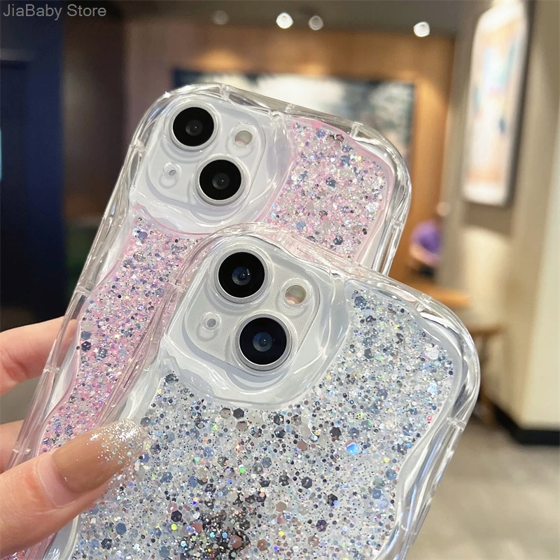 Чехол для телефона с жидким блеском и жутким мультяшным сердечком полное