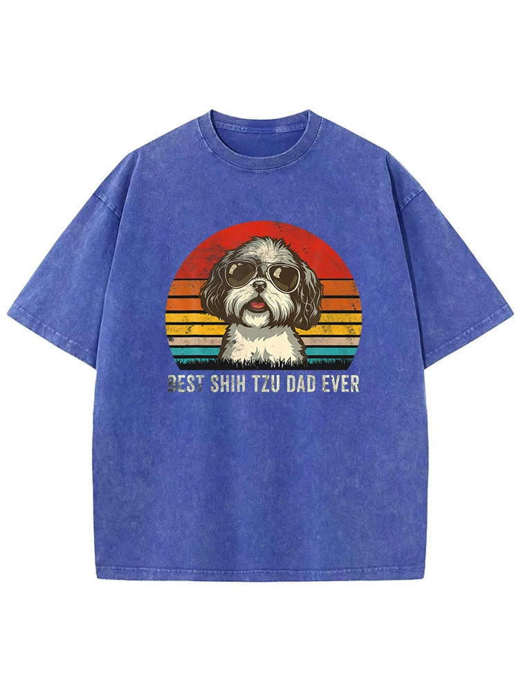 Мужская стираная одежда с милым принтом собаки повседневные модные футболки