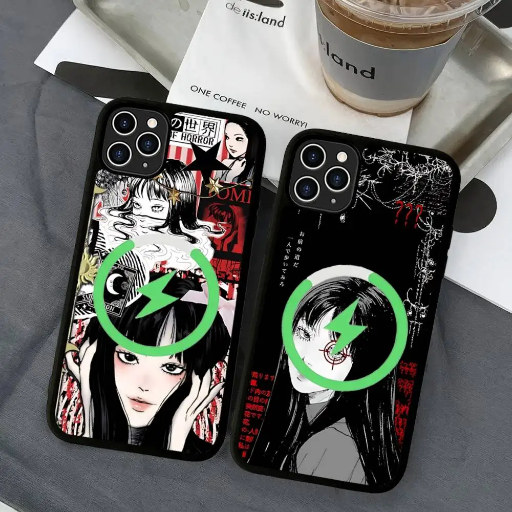 Фото Чехол для телефона J-Junji Ito с изображением комиксов ужасов и триллеров для IPhone 13, 14, 15, 11, 12, 16, 17 Pro Max Plus, магнитный чехол Magsafe №3