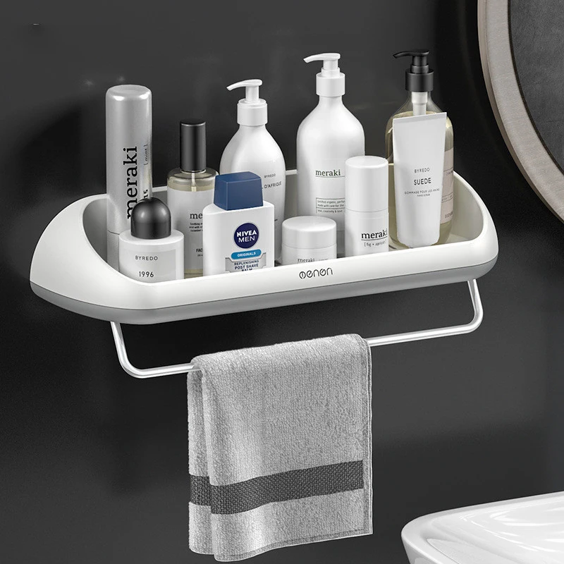 

2022 Bathroom Shelves Organizer Home Towel Shelf Shampoo Rack Wall Mount Storage Bathroom Accessories Set