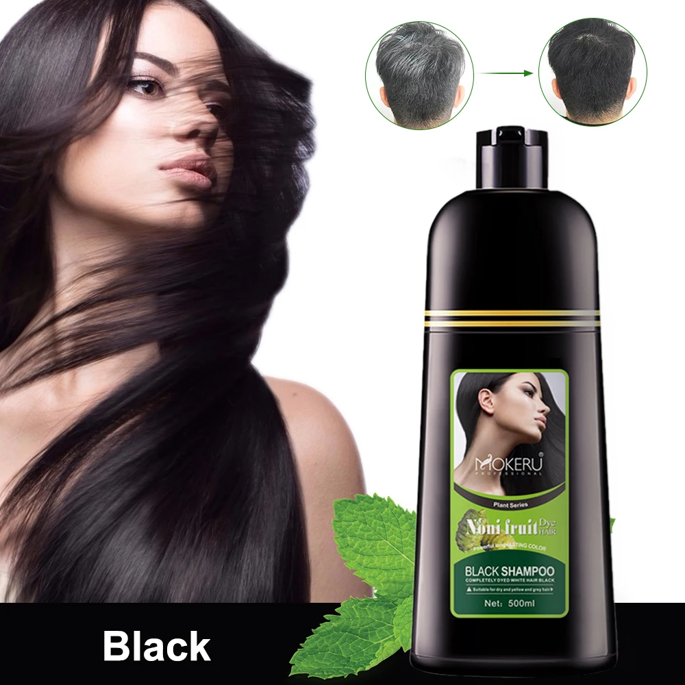 

500ml Mokeru Organic Natural Fast Hair Dye Plant Essence Black Hair Color Dye Shampoo For Cover Gray White Hair free shipping