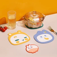cartoon 1 piece silicone dining table placemat coaster kitchen accessories mat cup bar mug cartoon animal drink pads