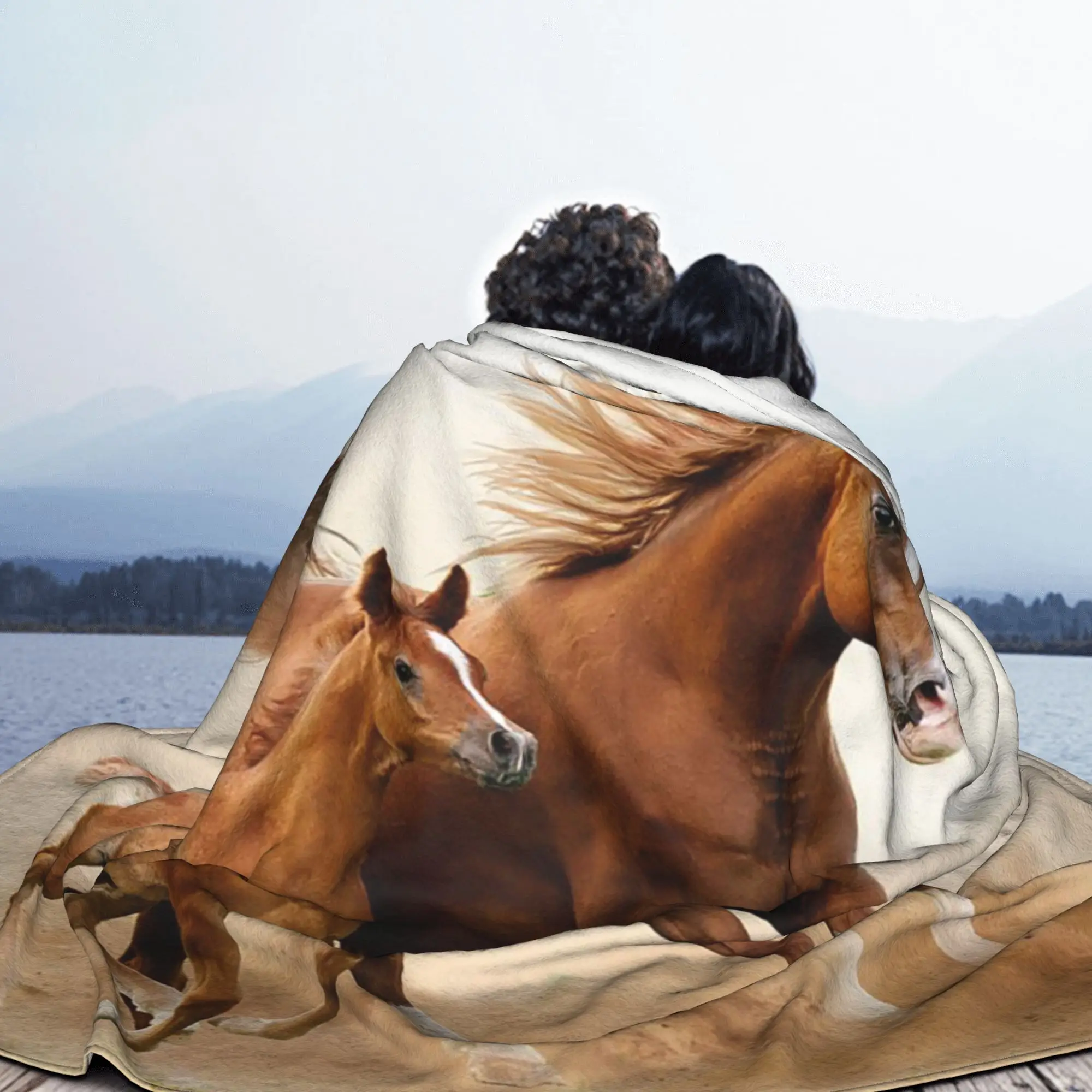 Фланелевое одеяло для всей семьи с лошадьми новинка любителей животных пледы