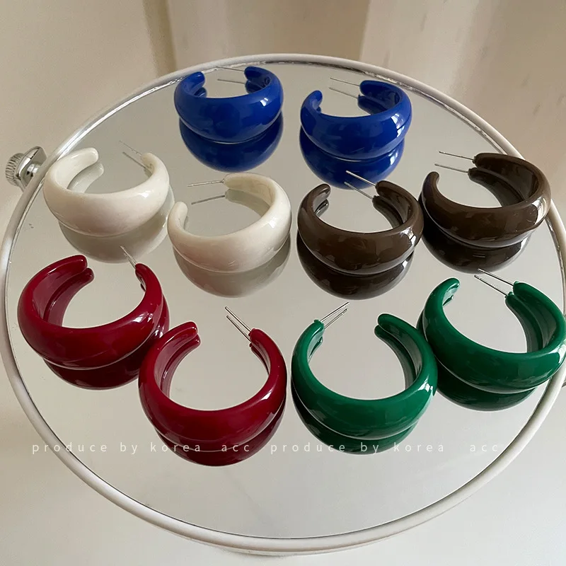 

925 Silver Female C-Shape Geometric Round Fashion Popular Jewelry Hoop Earrings for Women Girl's Gift 2022 New