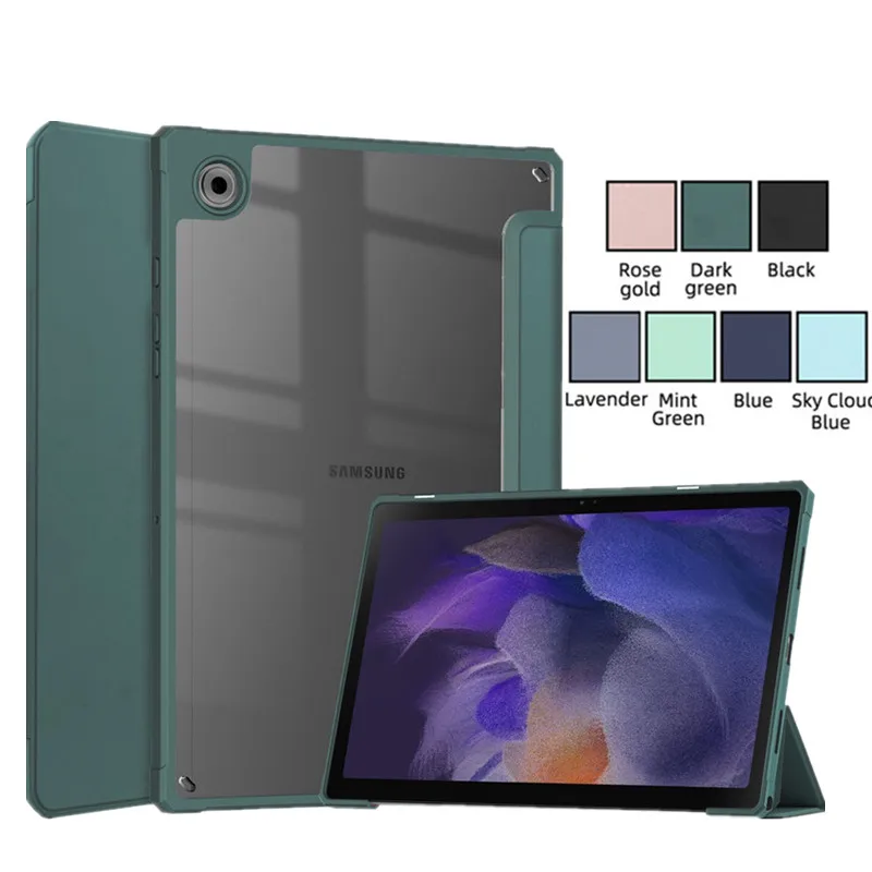 

Чехол для планшета Samsung Galaxy Tab A8 2021 10,5 дюйма, прозрачная задняя крышка, искусственная кожа, автоматический выход из спящего режима, X200