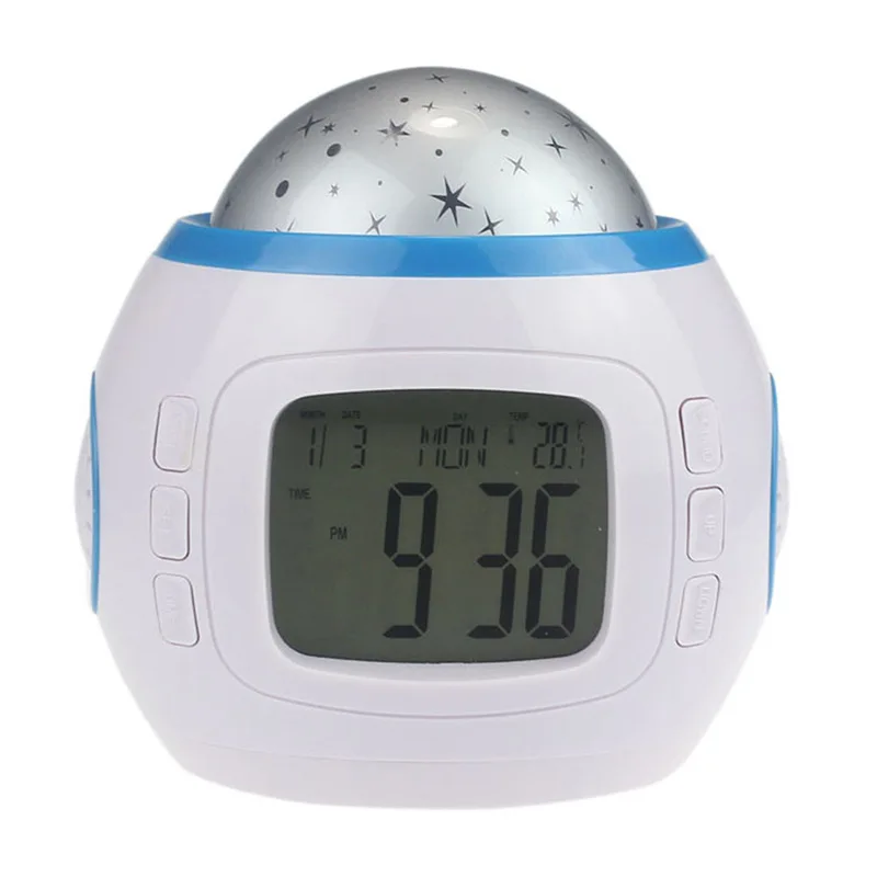 

LED Digital Alarm Clock Snooze Starry Star Glowing Alarm Clock For Children Baby Room Calendar Thermometer Night Light Projector
