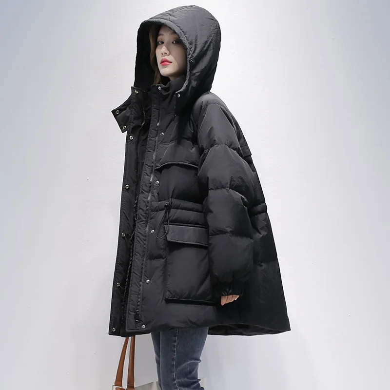 

Aoottii Winter Women's Jacket 2022 Hooded Duck Down Coats Femme Long Korean Style Parkas Casual Overcoats Chaqueta Mujer 01434