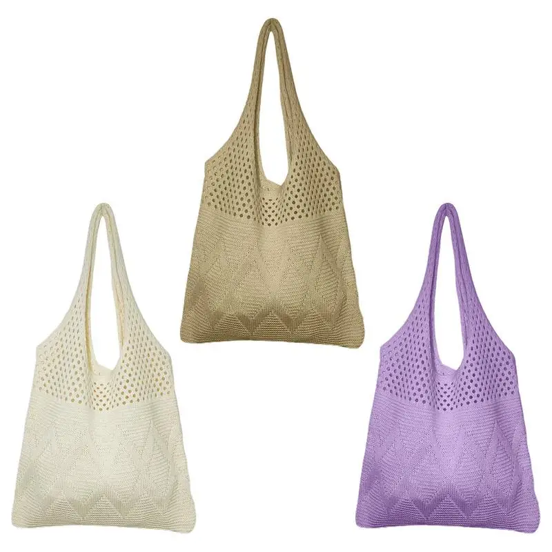 

Women Knit Tote Bag Luxury Design Women Plaited Raffia Straw Bag Female Crochet Shoulder Bag Accessories For Everyday Use