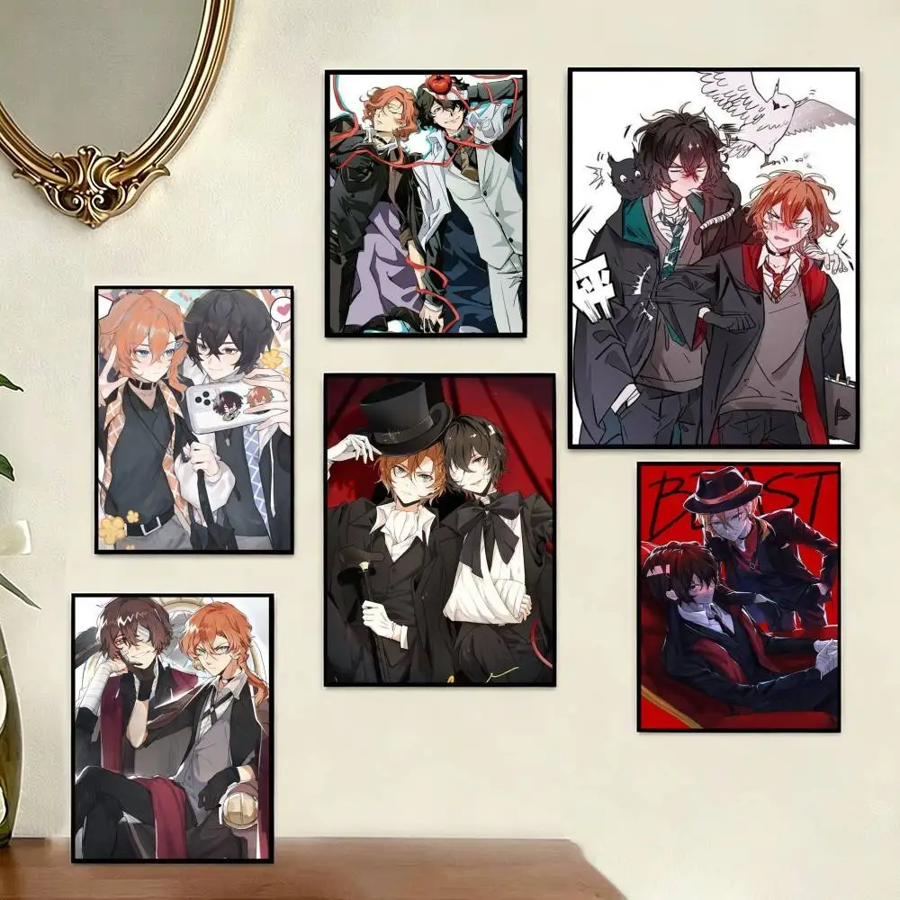 Фото Постер Fanart Soukoku D-Dazai C-Chuuya: Идеальный космический стикер-наклейка для офиса, домашнего кинотеатра, декора стен, стильный подарок №1