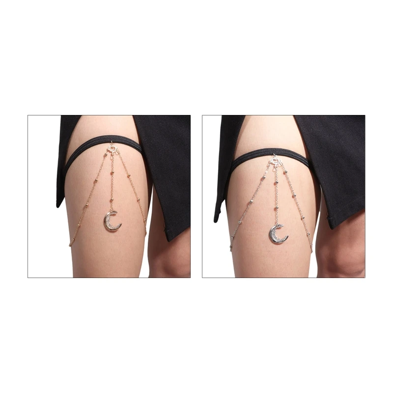 

28TF Women Sexy Short Tassel Gothic Leg Chain Belts Cosplay Beach Party Thigh Chain