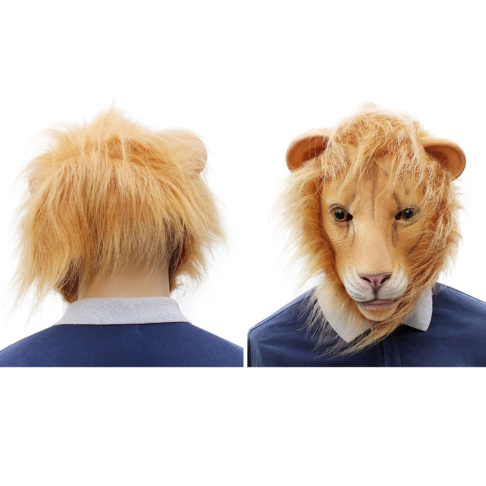 

Funny Animal Lion Latex Mask Full Head Overhead Animal Mask for Festival Dance Party Masquerade