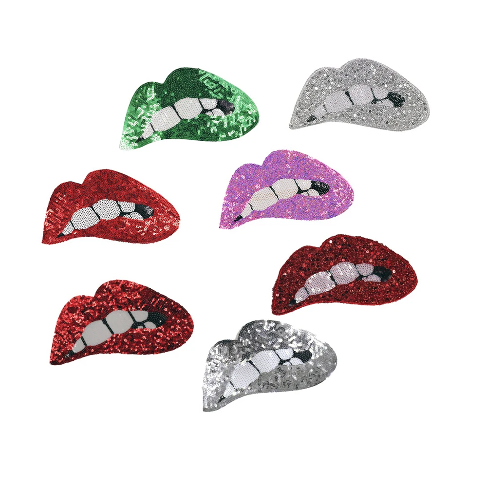 

Mouth Patch Lips Sequin Embroidery Cloth Stickers DIY Retro Mouth Stickers Clothing Accessories Ironing Patch Stickers