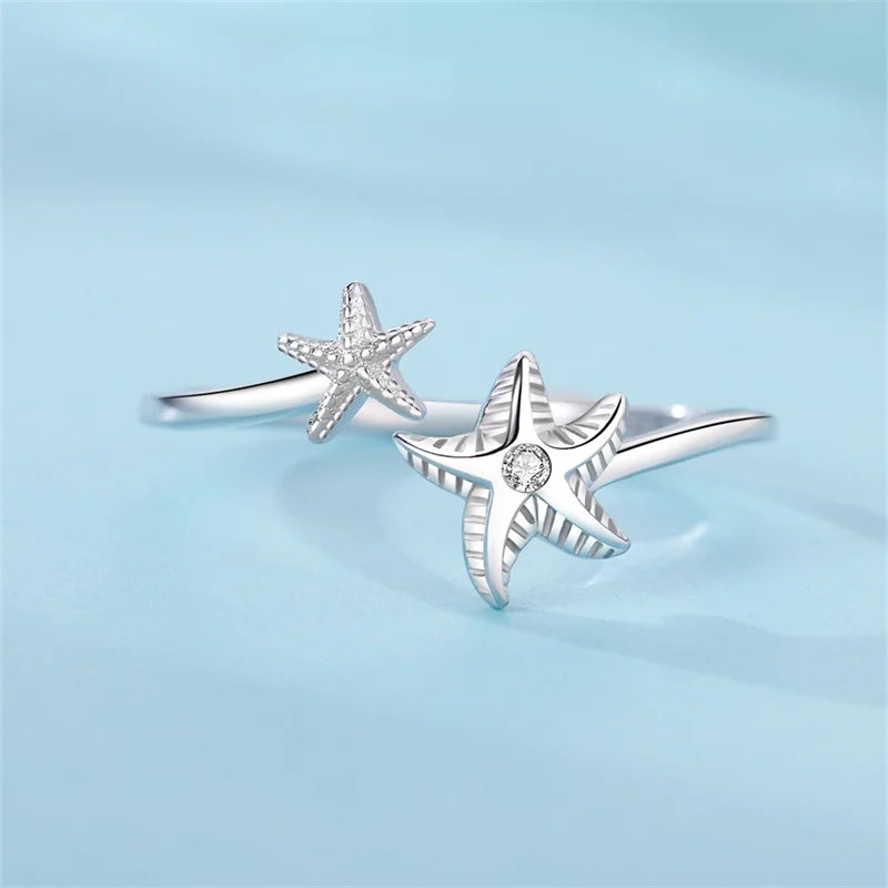 Женское открытое кольцо со сверкающими морскими звездами комплект циркония из