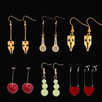 jojos bizarre adventure cherry earrings anime kakyoin noriaki pierre polnareff splice heart pendant earring for cosplay jewelry