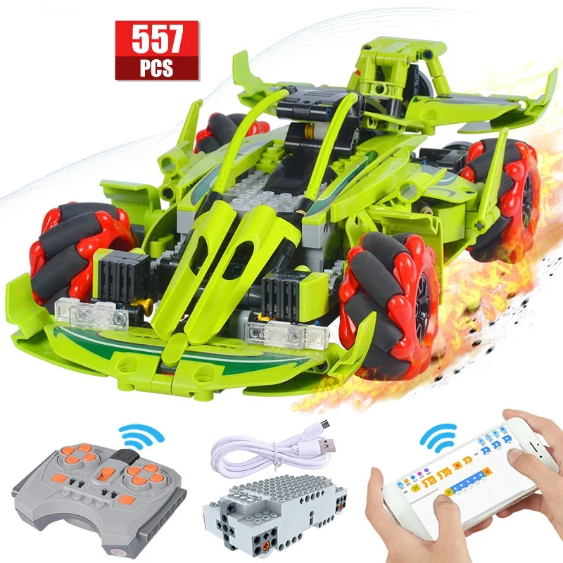 

New 561PCS 4WD City Remote Control Rotating Drift Racing Car Bricks Technical RC Supercar vehicle Building Blocks Toys for boy