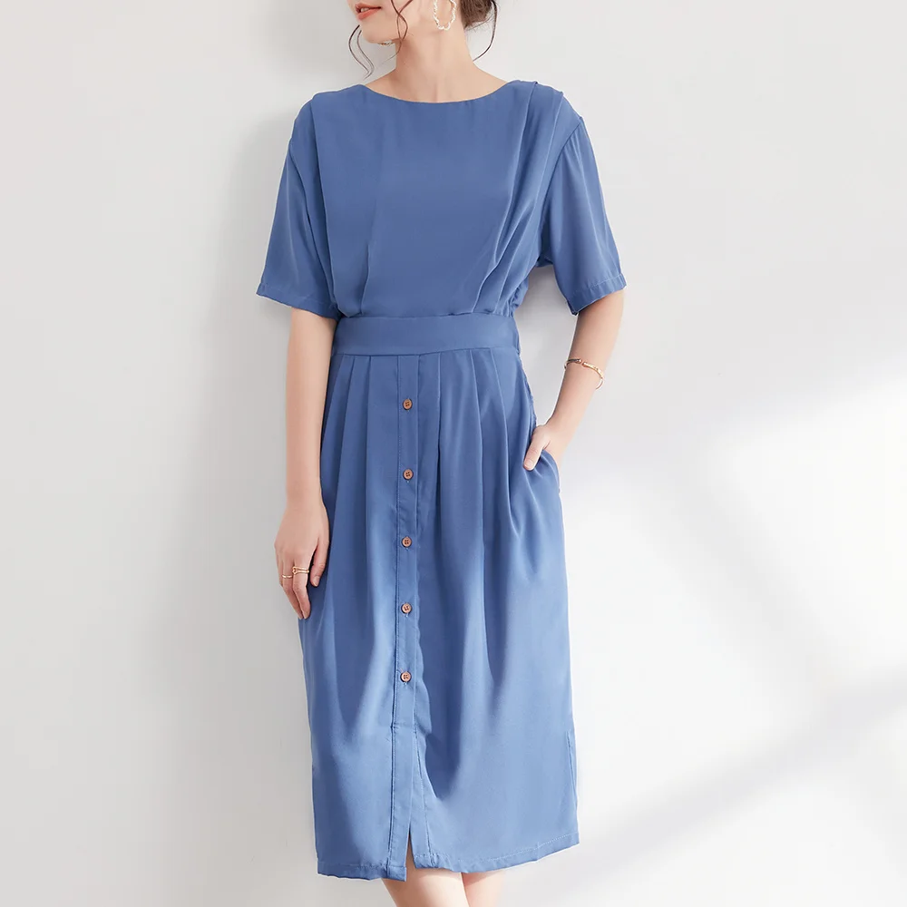 

Button Bodycon Women Dress Fashion Casual Elegant Office Lady Midi Dresses Blue Streetwear Preppy Korean Style Party Girl Robe