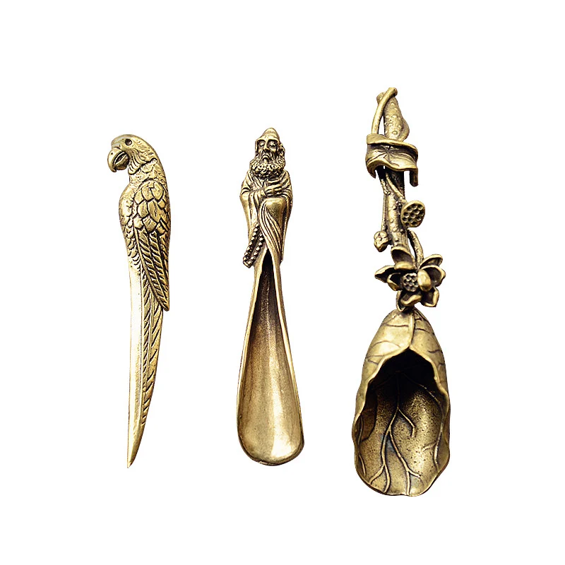 

Creative Brass Copper Tea Spoons Sugar Shovel Lotus Root Tea Scoop Spatula