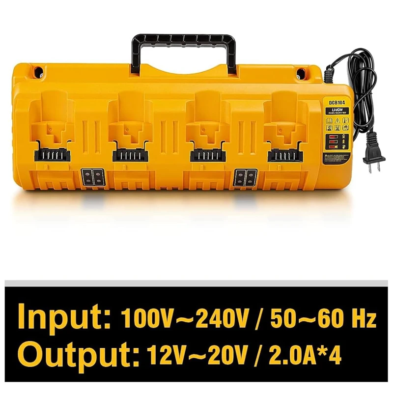 Фото Зарядное устройство DCB104 12 В 20 в для Dewalt, 10,8 В, 14,4 В, 18 в, 20 В, 60 В, 4 порта №1