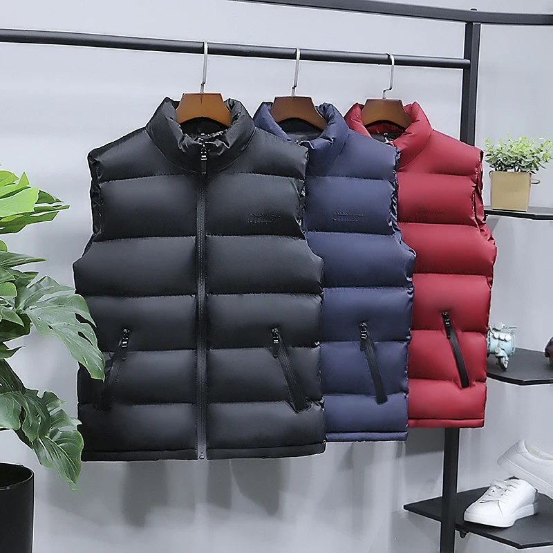 2022 Autumn and Winter Men's Warm Jacket Cotton Vest Casual Zipper Sleeveless Short Coat Big Size 5XL 6XL 7XL 8XL
