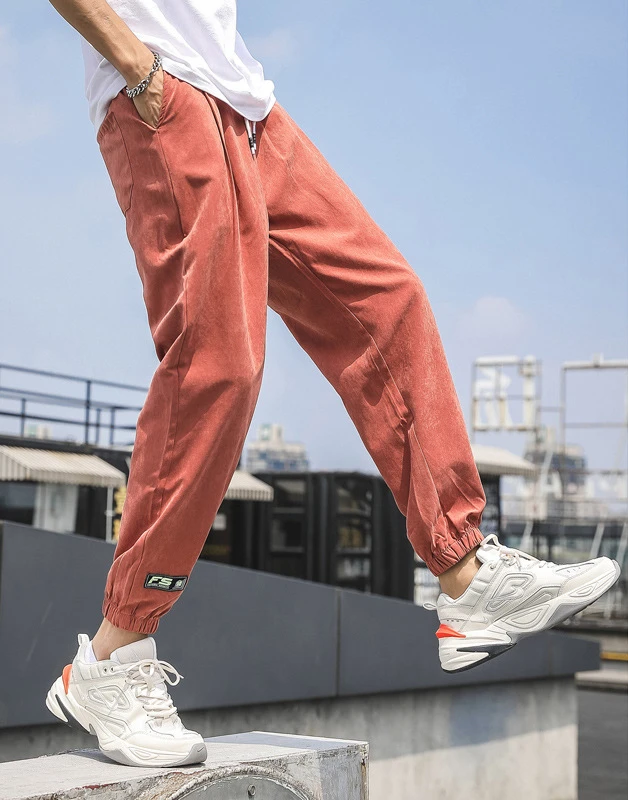 

Men's Casual Pants Large Size Solid Color Mid-Waist Pants Outdoor Loose Casual Sports Pants Versatile Micro Elastic Casual Pants