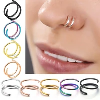 double helix rings 8mm stainless steel nose clip ring spiral earring cartilage ring lip body piercing jewelry hoop stud earrings