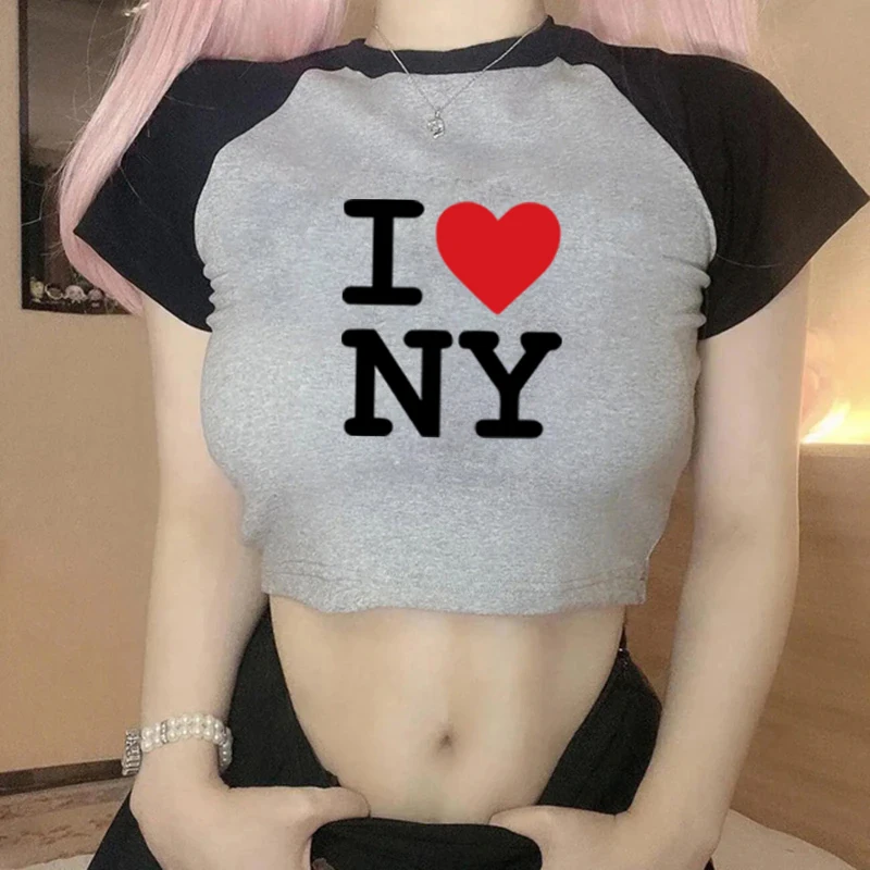 Y2k I Love Ny 2000 уличная одежда в стиле Харадзюку сексуальная Женская милая детская