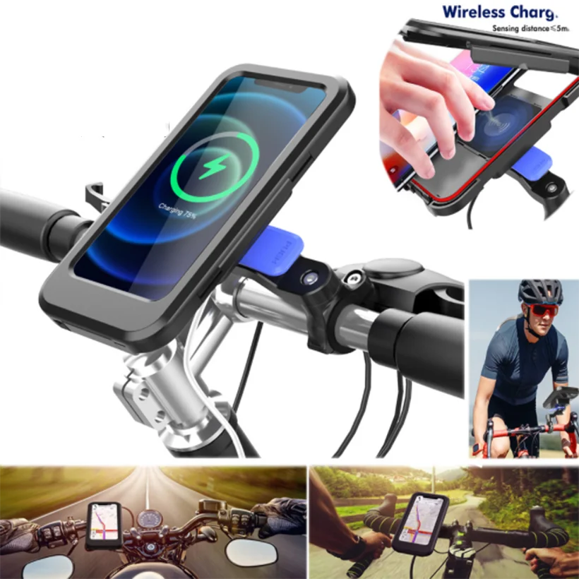 

Motorcycle Phone Holder 15W Wireless Charger USB Fast Charging Bracket Bike Smartphone Stand 360° Mobile Cellphone Support