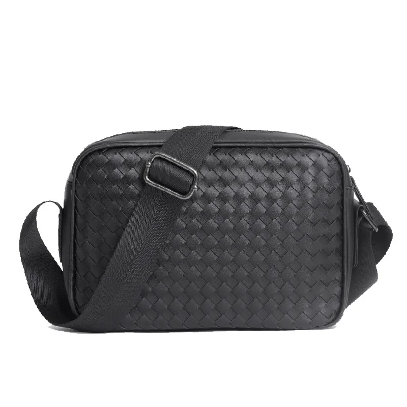 

Сумка кросс-боди мужская из экокожи, модная деловая плетеная Сумочка на плечо, повседневный мессенджер для путешествий, 2024