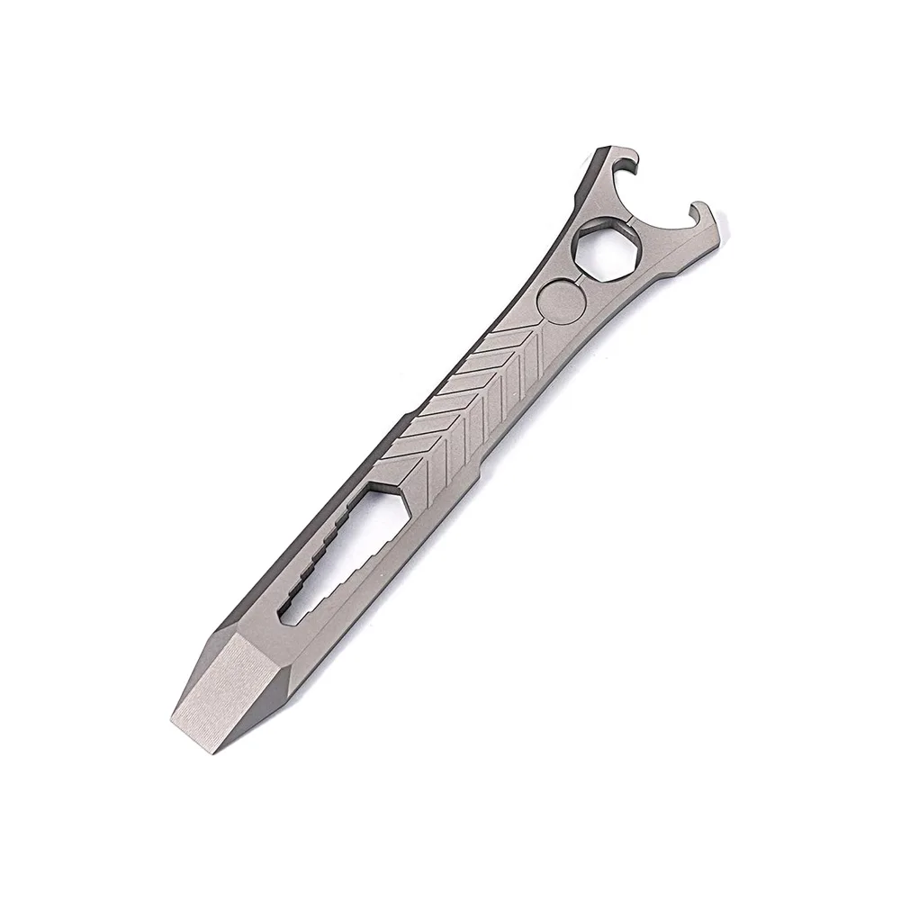 

Titanium Alloy Multi Function Tool With Whistle Crowbar Bottle Opener Hexagon Wrench Box Opener Outdoor Camping Survival Tools
