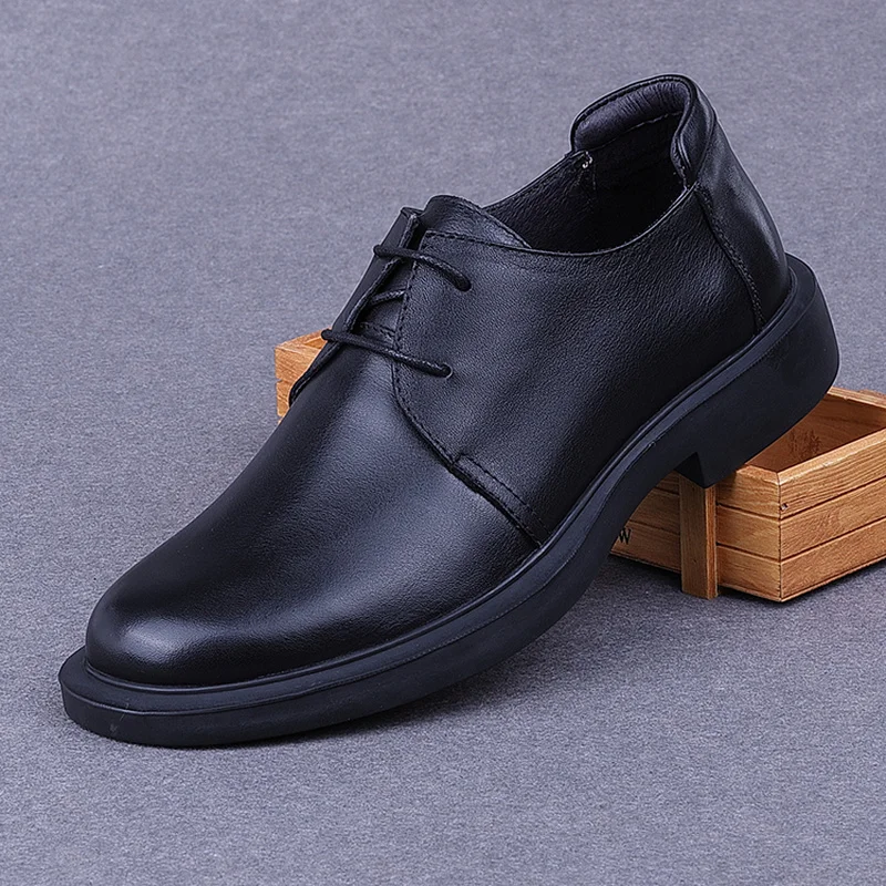 

Vintage Genuine Leather Shoes Spring Autumn Business Dress Shoes Round Toe Breathable Comfortable Luxury Men Flats M9809