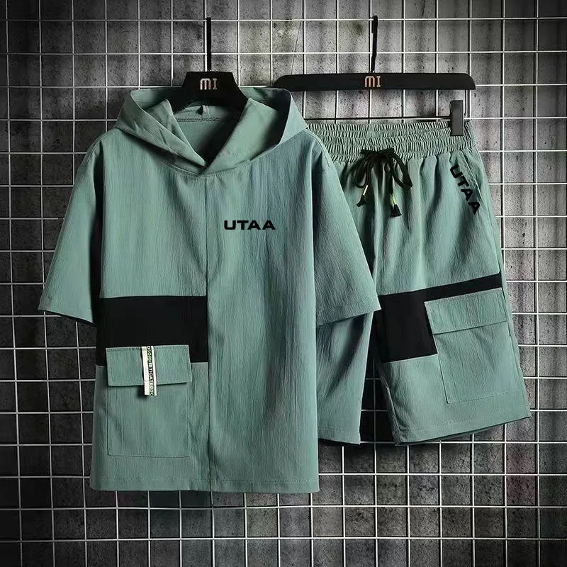 

Golf clothes Men's 2-piece summer golf clothes golf clothes Malbon golf T-shirt Utah golf shorts suit hooded men's golf clothes