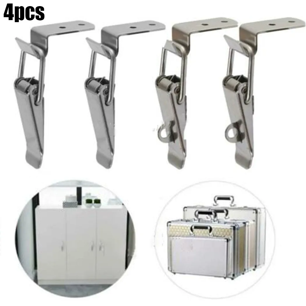 

4pc 90° Stainless Steel Spring Loaded Draw Toggle Latch Tension Locks Clamp Clip Set Widely Used Home Office Hardware