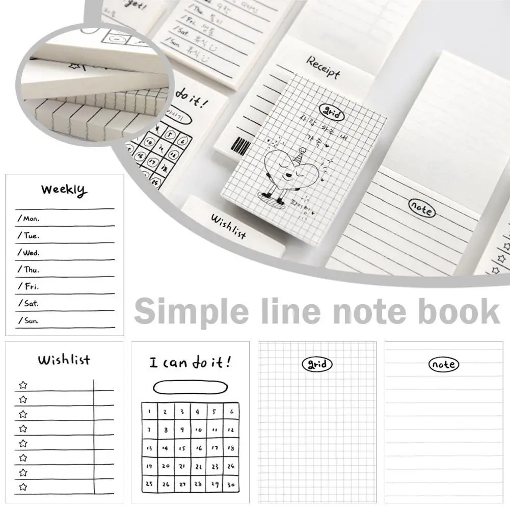 

Stationery Notepad 50 Sheets Native Format Simple Line Paper Pure Color System Handbook Memo Pad Note Book Rectangle