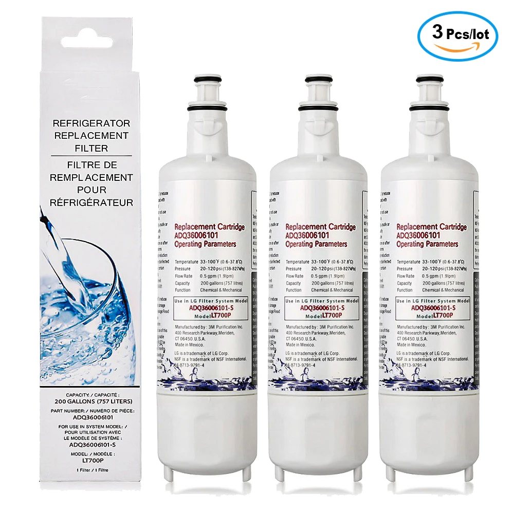 Замена водяного фильтра холодильника, LG LT700P, Adq36006101, Adq36006102, 46-9690