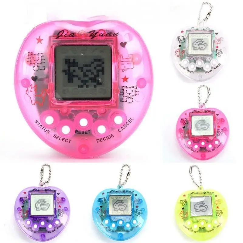 

New Electronic Pet Machine Game Transparent Cute Heart Shape Virtual Pet Puzzle Game Keychain Design Birthday Gift For Children