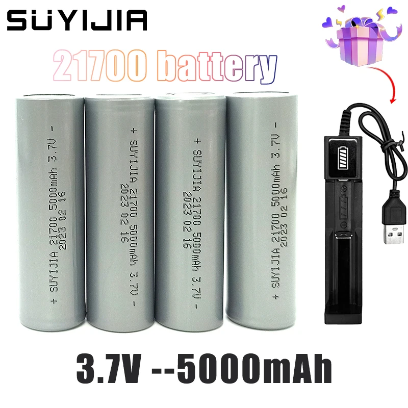 

New 3.7V 5000mAh 21700 Battery Lithium Liion Rechargeable Batteries for Camera Flashlight Microphone Shaver Toys Power Batteria