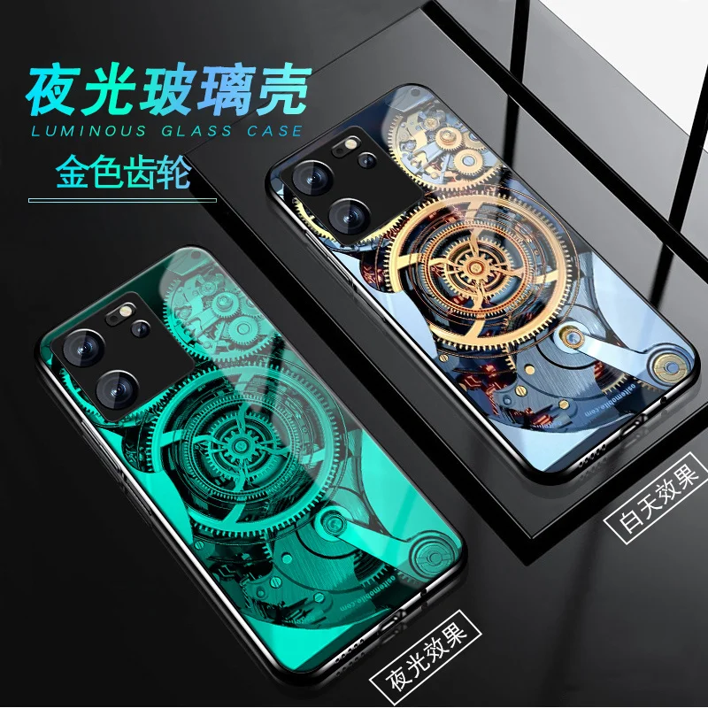 Чехол для телефона Xiaomi 13T Pro чехол светящийся в темноте из закаленного стекла