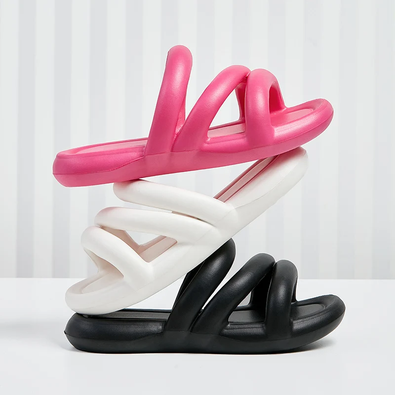 Rimocy Soft eva Cloud Slippers Women Summer Beach Candy Color Flat Sandals Woman Lightweight Non Slip Bathroom Home Slides Shoes