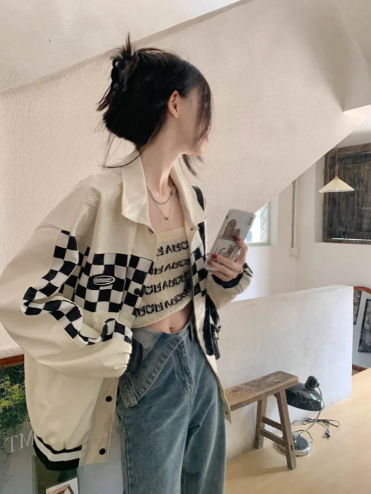 Женская куртка в стиле Харадзюку Y2k винтажная из искусственной кожи модная