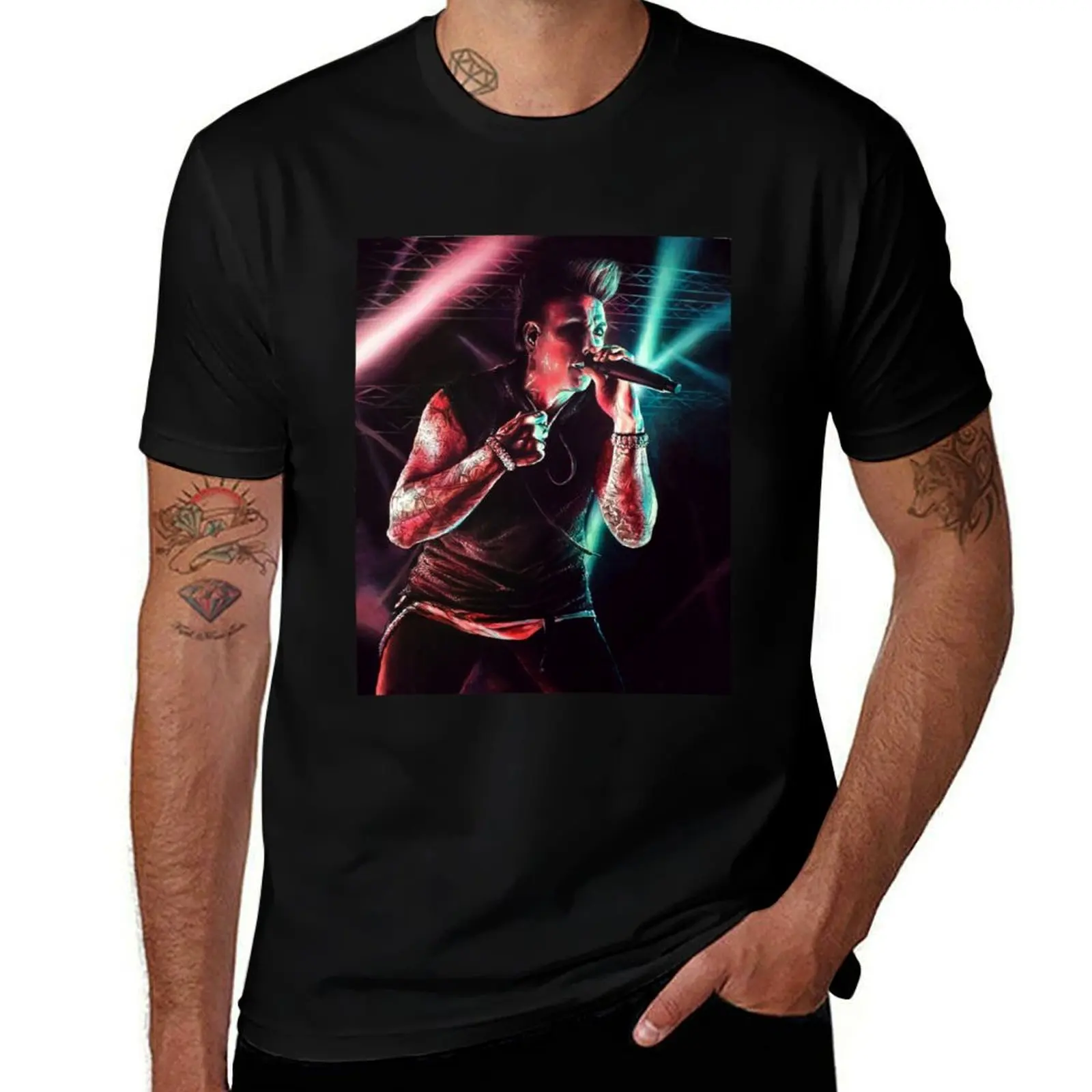 Фото Футболка с графическим принтом Jacoby Shaddix Papa Roach Fan Art Panic-Graphics, повседневная базовая футболка в уличном стиле №1
