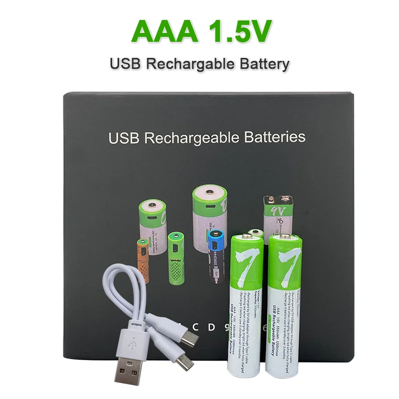 

1.5V AAA USB Rechargeable Batteries 550 mWh 360mAh Li-ion Battery for Remote Control MouseElectric + Type-C Cable Original