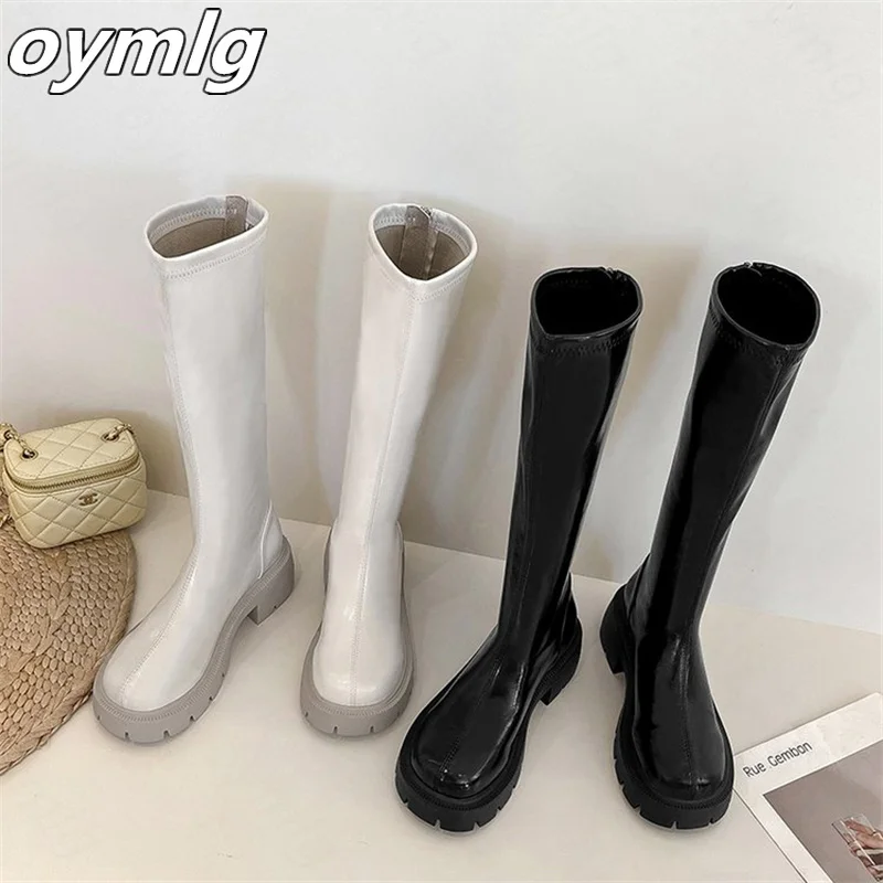 Cigarette boots women show thin 2022winter new women's leather boots, but the knee height increases the trend of knight boots