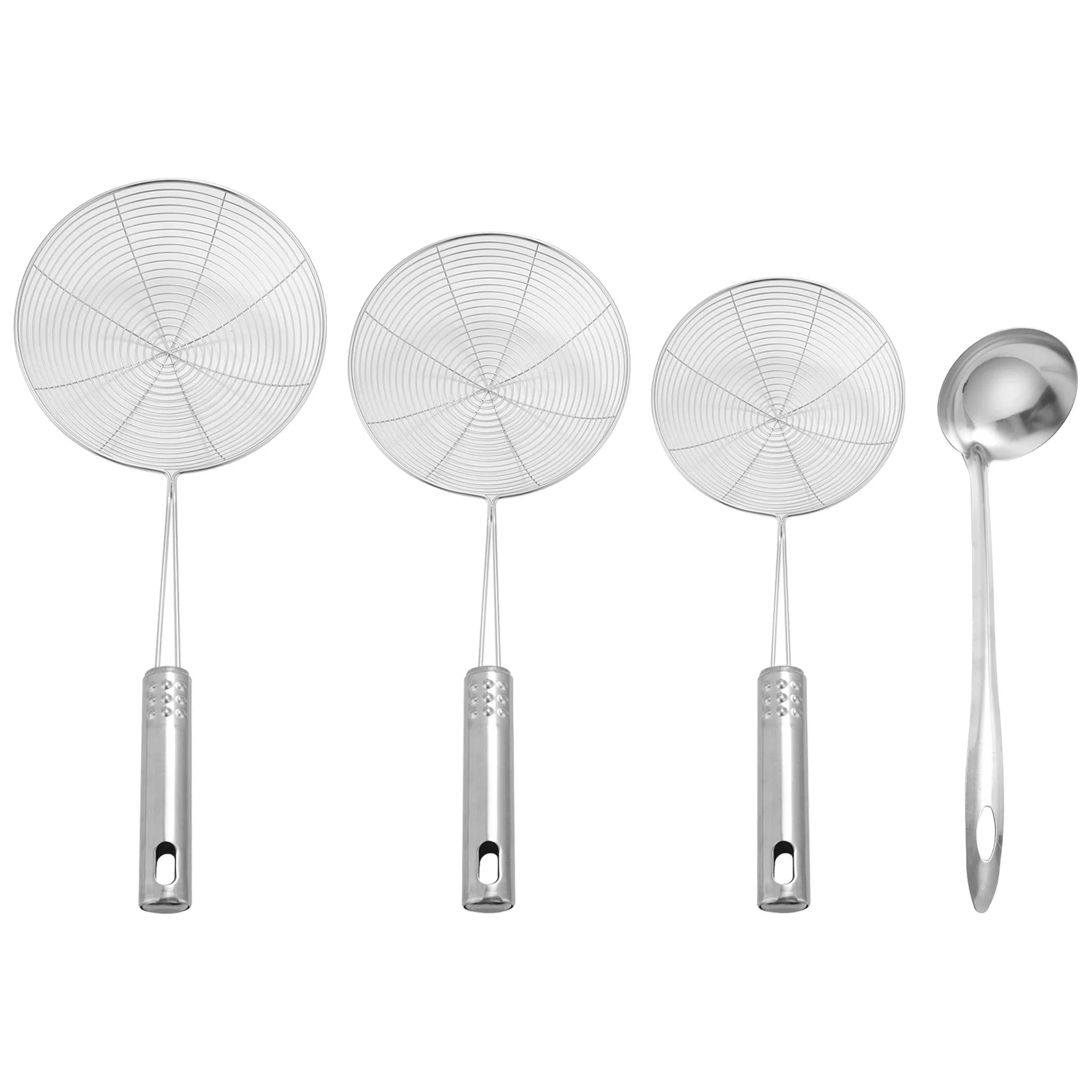 

Skimmer Spoon 4 Pack Stainless Steel Spider Strainer Skimmer Spoon Donut Spoon Skimmer Spoon for Kitchen Deep Fryer